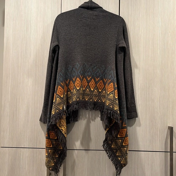 Woolrich | Open Font Wool Blend Waterfall Cardigan | Grey & Yellow|  Small - Picture 1 of 12
